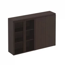 Шкаф для документов средний комбинированный (со стеклом + закрытый) МАРК МК 322 Дуб валенсия / MARK