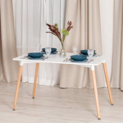 Обеденный стол ДЖОХН (мод. Т1001) МДФ/дерево, 80 х 120 х 75 см , Вхите (Белый) / Натурал (натуральный) / JOHN (mod. T1001) White Natural