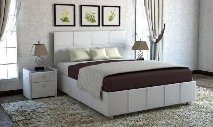 Кровать с мягким изголовьем Белый_68175