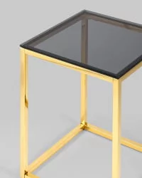 Журнальный стол ТАУН 40кс40 Золото (стекло смоке) / 40x40 smoke)