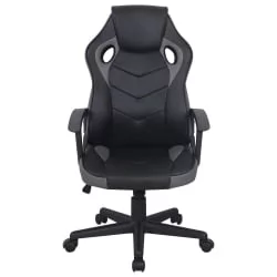 Кресло компьютерное БРАБИКС Фигхтер ГМ-008 экокожа Черное/серое / BRABIX Fighter GM-008