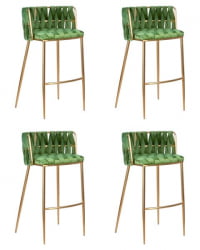 Стул барный ДОБРИН ЕММА ГОЛД (зеленый велюр (ВФ-08)) 4 шт / DOBRIN EMMA GOLD (VF-08))