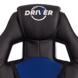 Кресло ДРИВЕР (22) кож/зам/ткань, черный/синий, 36-6/ТВ-10 / DRIVER 36-6/TW-10