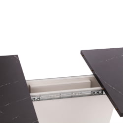 Обеденный стол ГЕНТ ЛДСП, 110-145кс68,6кс75,5 см, Мрамор Блэк Роял/Белый / GENT 110-145x68,6x75,5