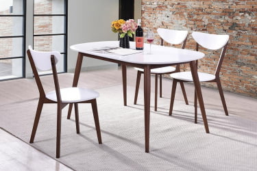 Стол обеденный МАКС (Макс) основание бук, столешница мдф, 140 х 80 х 75см, Белый + Коричневый / MAX