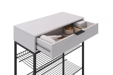 Тумба для обуви Краш ЛМН-13 черный муар/белое дерево / LMN-13