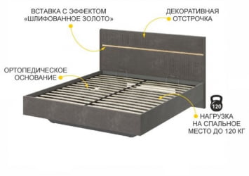 Кровать с подъемным механизмом Монако 902.36 Оникс Десерт серый