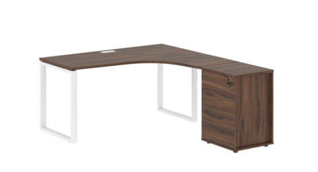 Стол эргономичный с тумбой правый ЕДИС ЕКCЕТ 1518 Р Дуб Денвер темный Белый / EDIS EQCET R