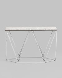 Консоль Авалон 122*41 серый мрамор сталь Серебро