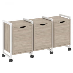 Тумба на колесных опорах наборная. Вариант №5 ЛОФТ ВР.Л-ТН-5.К Металл белый Дуб Аттик / LOFT VR.L-TN-5.K