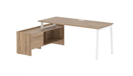 Стол с тумбой ЕДИС ЕЛCТ 19814 Дуб Денвер светлый Белый / EDIS ELCT