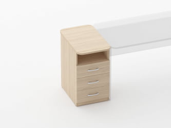 Тумба приставная на 3 ящика с нишей Глассй 3.10.12 Дуб молочный / Glassy