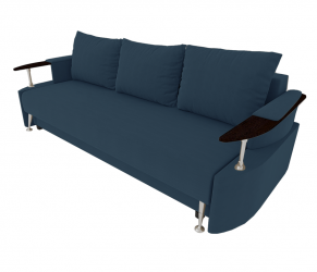 Диван Жасмин с подлокотниками ЛДСП (Берхоусе) Цвет фасада: Синий Велюто 54; Тип: Прямой; Материал фасада: Металл/Велюр / (Berhouse)