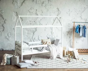 Кровать-домик РооРоом кд-1 с бортиком Белый / RooRoom