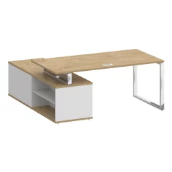 Стол руководителя с опорной греденцией, правый СХИФТ СК.СРГ-180 (Р) Тиквуд Светлый/Белый Бриллиант / SHIFT SK.SRG-180 (R)