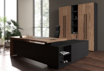 Кабинет руководителя ВЕЛИОН ВЕНЕЕР №03 Американский орех Яшма черная / VELION VENEER