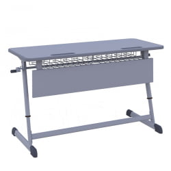 Парта двухместная НОМАД В с ручной регулировкой высоты (рост 4-6) Желтый/Серый / NOMAD V