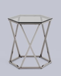 Журнальный столик Круз 48*42 стекло смоке сталь Темный хром / smoke