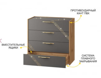 Комод в прихожую Монако 902.18 Дуб Вотан Оникс Графит