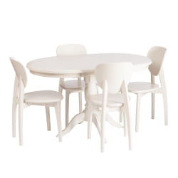 Раздвижной стол СТЕФАНО бук, мдф, 100+30кс80кс77см, Иворй вхите / STEFANO 100+30x80x77см, Ivory white