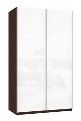 Шкаф-купе двухдверный Прайм 1600 Белое стекло/Белое стекло Венге