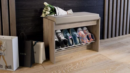 Тумба в прихожую Тайм тип 1 Дуб Сонома трюфель/Кожзам бежевый