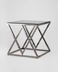 Журнальный стол ИНСИГНИЯ 55x55 Темный хром стекло смоке / smoke