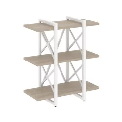 Стеллаж на регулируемых опорах - 3 полки ЛОФТ ВР.Л-МСТ.О-3.4В Металл белый Дуб Аттик / LOFT VR.L-MST.O-3.4V