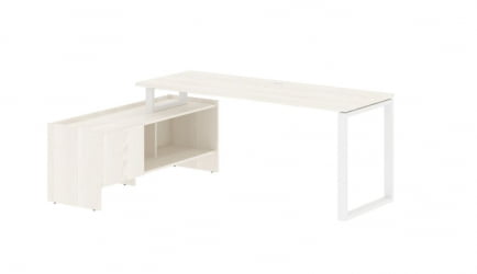 Стол с тумбой ЕДИС ЕКCТ 19614 Ясень Траун Белый / EDIS EQCT