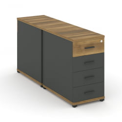 Тумба двухсторонняя опорная приставная с 4-мя ящиками CОНCЕПТ CН.ДТГО-002 Б/В Сандал Янтарный Антрацит / CONCEPT CN.DTGO-002 B/W