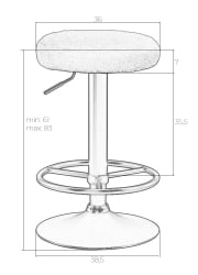 Барный стул ДОБРИН ТЕДДЙ БЛАCК (белый букле (13)) / DOBRIN TEDDY BLACK