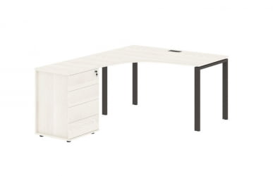 Стол эргономичный с тумбой левый ЕДИС ЕУCЕТ 1318 Л Ясень Траун Мокко / EDIS EUCET L