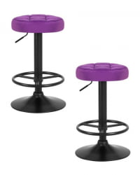 Табурет барный ДОБРИН БРУНО БЛАCК (фиолет велюр (МДЖ9-58)) 2 шт / DOBRIN BRUNO BLACK (MJ9-58))