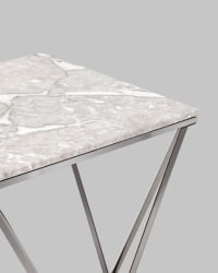 Стол квадратный Авалон 61*61 блаcк Серый мрамор / black