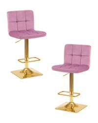 Стул барный ДОБРИН ГОЛДИЕ (пудрово-сиреневый велюр (МДЖ9-52)) 2 шт / DOBRIN GOLDIE (MJ9-52))
