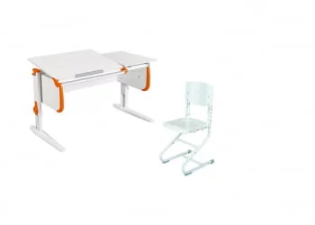 Стол-трансформер Парта 1/75-40 + Стул Белый Оранжевый / Parta Stul