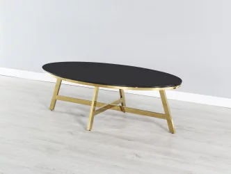 Журнальный стол АЛЬБА 100кс50 Золото (стекло черное) / 100x50