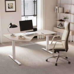 Стол компьютерный с электроприводом Еурека ЕРК-ЕДИ-ФС-МВ (Фан шапед), клен / Eureka ERK-EDI-FS-MW (Fan shaped),