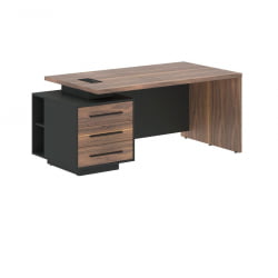 Стол руководителя левый ВЕЛИОН ВЕНЕЕР ВРCТ 1890 Л Американский орех Яшма черная / VELION VENEER VRCT L