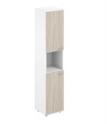 Шкаф высокий левый с нишей Сигма СГ.866.ВХ.ОЛ.ОЛ.Л Белый Дуб светлый / Sigma SG.866.WH.OL.OL.L