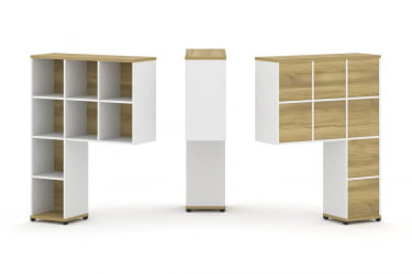 Надставка на стол высокая односторонняя + задняя стенка (8 шт.) CОНCЕПТ CН.ОНВ-001 Дуб Винченцо Белый бриллиант Черный металл / CONCEPT CN.ONV-001