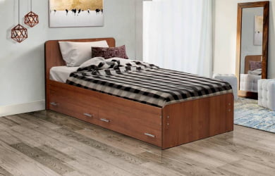 Кровать 90 на 190 с ящиками на уголках №5 ЛДСП 900*1900 Ясень Шимо светлый