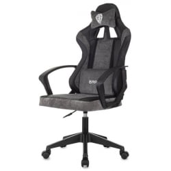 Кресло компьютерное БРАБИКС Форсер ГМ-127, 2 подушки, экокожа/велюр, черное/серое / BRABIX Forcer GM-127,