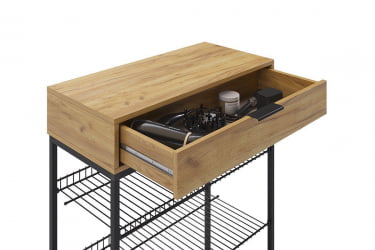 Тумба для обуви Краш ЛМН-13 черный муар/дуб крафт золотой / LMN-13