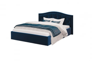 Кровать Стелла, 1200*2000 мм, велюр НЕО 27, синий / NEO