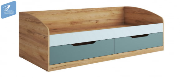 Кровать-тахта РИCХ КР-002 Мята/Сумеречный голубой/дуб крафт золотой / RICH