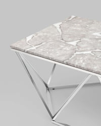 Журнальный столик Авалон силвер 122*66 Серый мрамор / silver