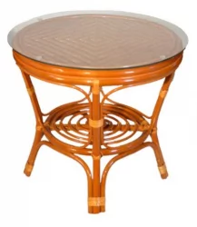 Стол Багама круглый с плетеной столешницей Бахама2 коньяк / Bahama2