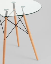 Стол круглый ЕАМЕС ДСВ НЕВ Д=80 прозрачный стеклянный / EAMES DSW NEW D=80