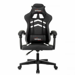 Кресло компьютерное БРАБИКС Шоотер ГМ-123, 2 подушки, экокожа, черное/белое / BRABIX Shooter GM-123,